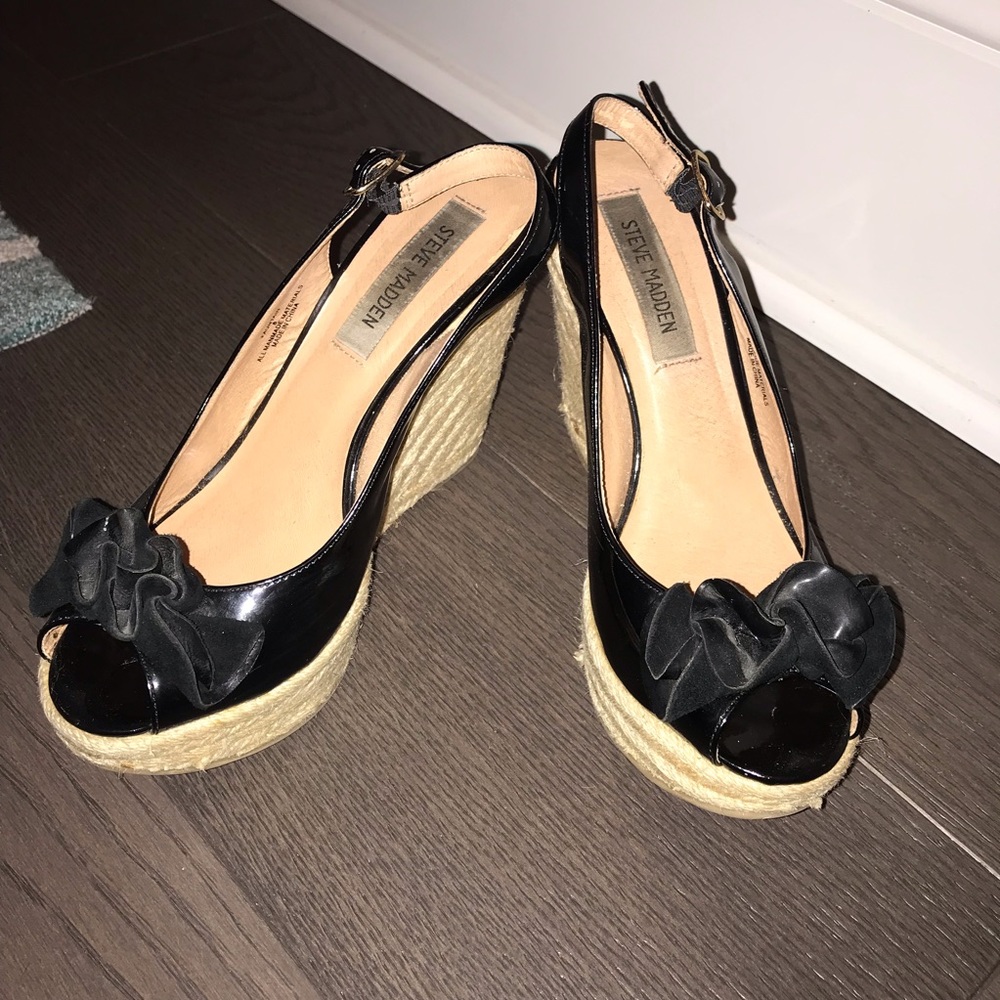 steve madden black wedges